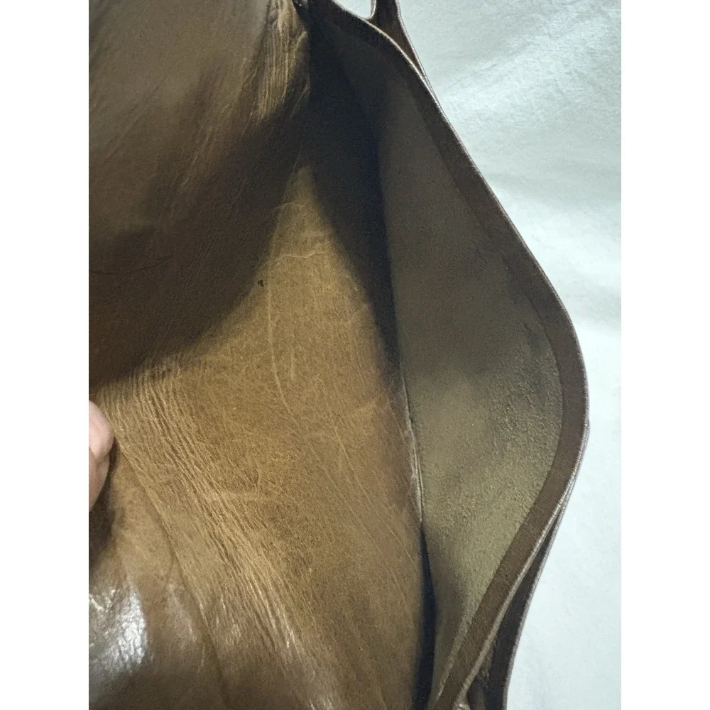 Vintage Coach Brown Leather Envelope Wallet Gold Snap Card Holder